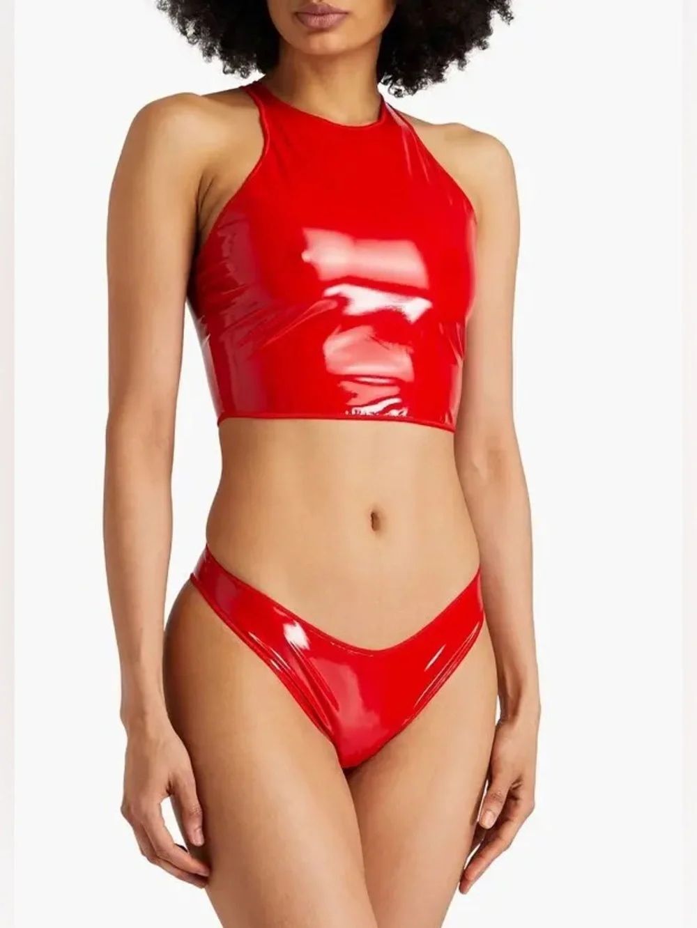 RARE OSÉREE Latex Sporty Bikini Set in Red